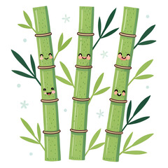 Obraz premium Cute smiling bamboo sticks — great for kids’ products, planners, and stickers 