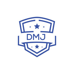 Fototapeta premium Classic Shield Logo with Stars and DMJ Letters – Premium Badge or Security Brand Identity. DMJ Letter Logo. 