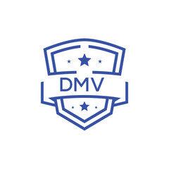 Classic Shield Logo with Stars and DMV Letters – Premium Badge or Security Brand Identity. DMV Letter Logo.

