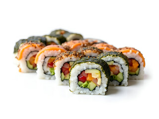 Sushi rolls offer a variety of flavors and textures, providing a delightful culinary experience, prepared with rice, fish, and nori seaweed
