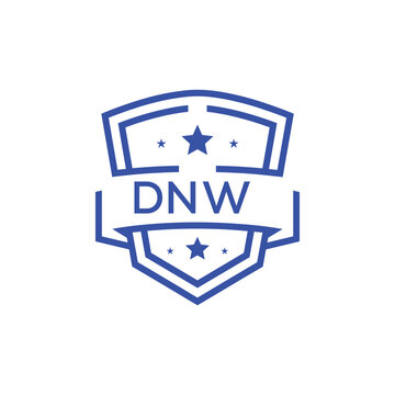 Classic Shield Logo with Stars and DNW Letters &ndash; Premium Badge or Security Brand Identity. DNW Letter Logo.
