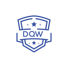 Classic Shield Logo with Stars and DQW Letters – Premium Badge or Security Brand Identity. DQW Letter Logo.
