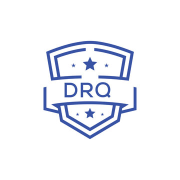 Classic Shield Logo with Stars and DRQ Letters &ndash; Premium Badge or Security Brand Identity. DRQ Letter Logo.
