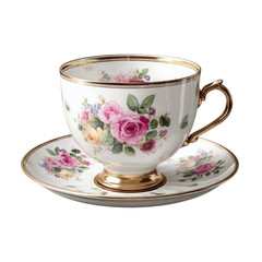 Elegant Teacup and Saucer with Floral Design