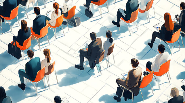  A pool of applicants waiting for their turn for an interview at a tech start-up 