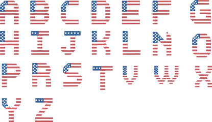 American flag alphabet letters patriotic font usa typography independence day design patriotic letters abc 123  vector illustration.