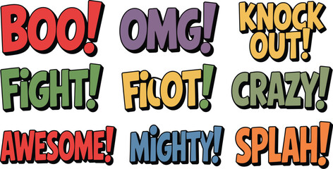 Fototapeta premium Comic book speech bubbles vector graphic illustrations set for design elements and creative projects use vector illustration.