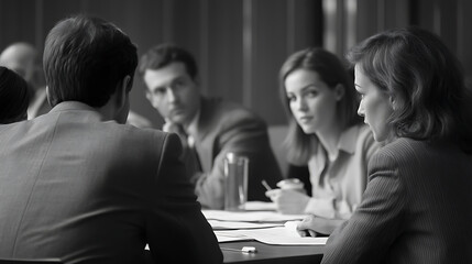  A focused panel reviewing job applications to fill an open position 