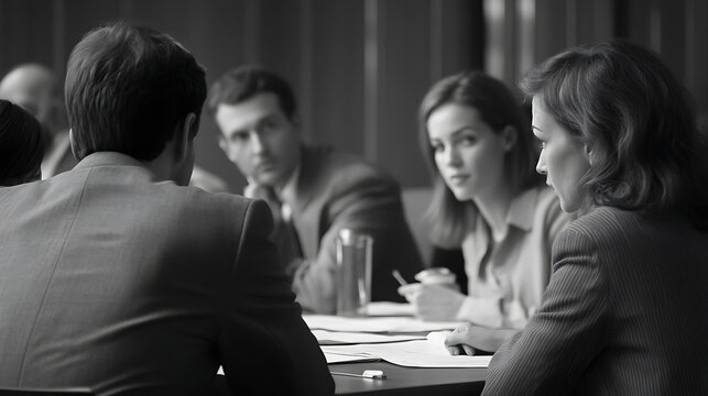  A focused panel reviewing job applications to fill an open position 