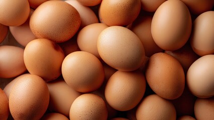 Close-Up of Brown Chicken Eggs – Natural Organic Fresh Egg Texture for Food Background

