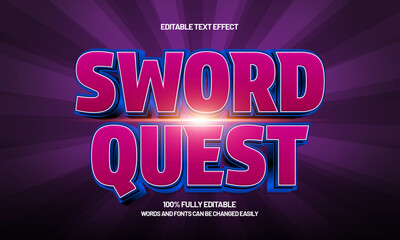 sword quest editable text effect with a knight and armor text style