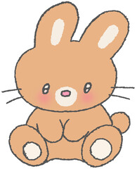 갈색 토끼 캐릭터 스티커 일러스트
