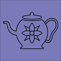 Elegant Teapot Silhouette with Floral Design Vintage Kitchen Art in Outline