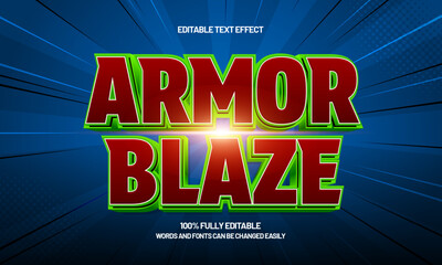 armor blaze editable text effect with a knight and armor text style