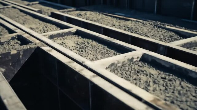 Concrete Mixture in Metal Forms for Precast Construction