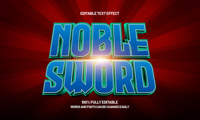 noble sword editable text effect with a knight and armor text style