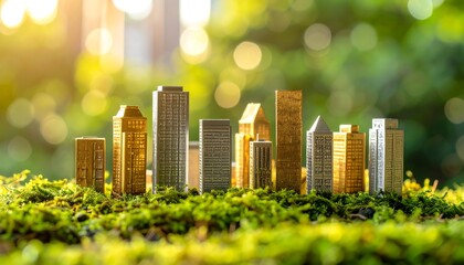 Obraz premium Miniature city on moss (1)