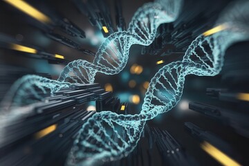 DNA Strand Visualized with Abstract Elements for Scientific Exploration