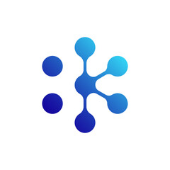 Abstract blue network logo with connected circular nodes, forming a central hub and radiating connections, symbolizing connectivity and data flow