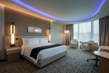 Inviting and sophisticated hotel suite with modern design elements for a relaxing stay