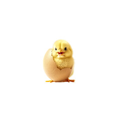 chick hatching from egg, smiling face, spring holiday theme