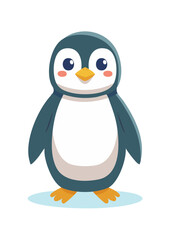 Fototapeta premium Flat Vector Illustration of a Cute Standing Penguin