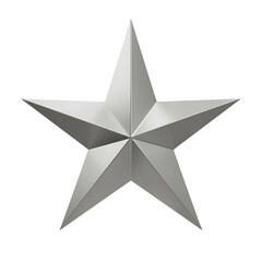 Obraz premium A shiny silver star stands out, isolated on transparent background