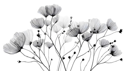 poppy flowers vector illustration