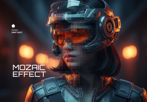 Futuristic Mosaic Photo Effect Template