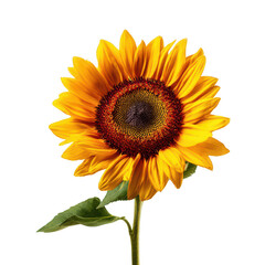Beautiful sunflower isolated on a white background, png, transparent