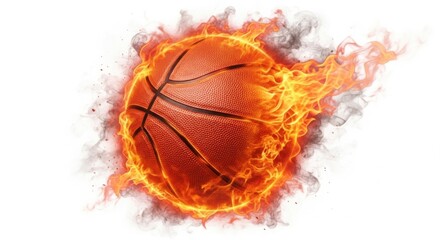 Fototapeta premium Basketball on Fire with Flames and Smoke Artistic Representation Sport Concept