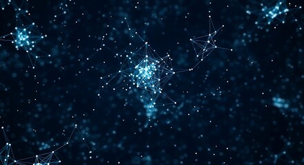 A deep space view of interconnected glowing blue nodes and lines, symbolizing a vast digital network and data connections