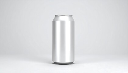 Blank metallic soda can mockup on a white studio background.
