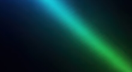 Fototapeta premium Diagonal light beam illuminates dark textured background with blue and green gradient