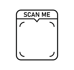 Scan me QR code icon vector template with a black frame for mobile apps, websites, payment gateways, digital menus, barcode scans, QR scanner interfaces, and digital transactions.