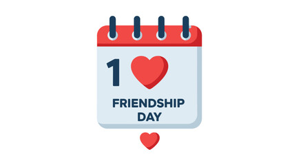 Friendship Day calendar icon with red heart symbol. Flat vector illustration of a special date for friendship celebration.