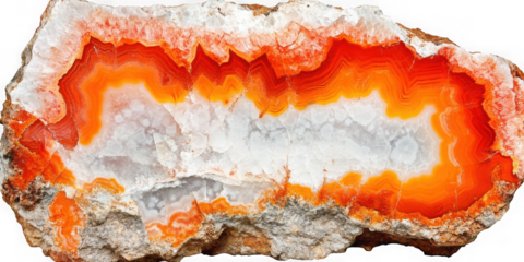 Collection of  a close up view of a sliced agate stone with orange and white concentric bands real image, no blur, clear image, hd, full hd, photos, isolated white background