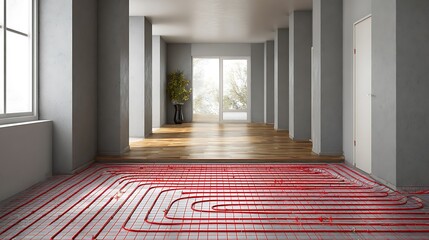 Installing Radiant Floor Heating System in Modern Home Interior