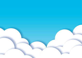 切り紙のように重なるシンプルな入道雲背景