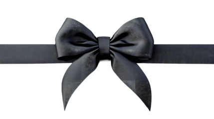 An elegant metallic bow cinched with a striped ribbon ready to adorn the most precious gift on transparent background