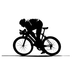 Fototapeta premium Black Silhouette of a Cyclist Riding a Bicycle During a Race on White Background