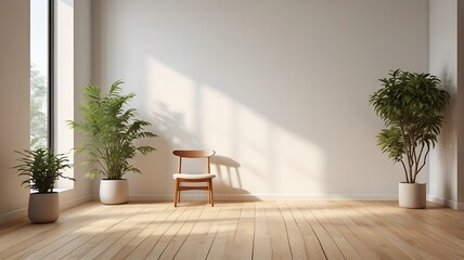 Minimalist natural workspace background with soft daylight, plant shadows, and neutral tones.