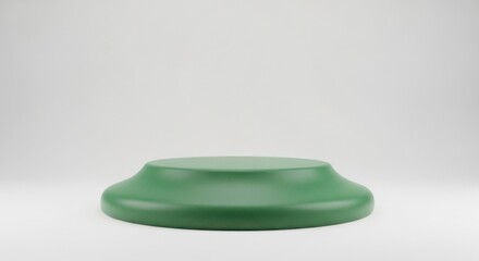 A smooth green matte colored product display podium with a curved surface on a white background