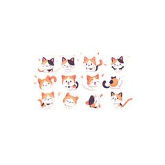 cute cat character sticker set for LINE, various expressions and