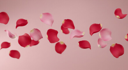 Floating Rose Petals, Delicate Pink & Red Beauty for Romance & Valentine's Da