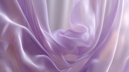 Fototapeta premium **Pastel lavender curtains with soft crushed texture, creating depth and warmth in a contemporary space