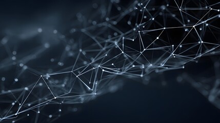 Obraz premium Abstract network of connected dots and lines on dark background