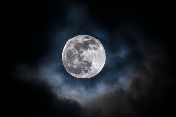 Full Moon Behind Dark Clouds