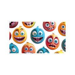 Fototapeta premium animated-style emoji characters with big eyes, cartoon face expr