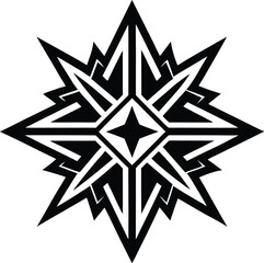 Radiant Star Emblem Tattoo vector silhouette